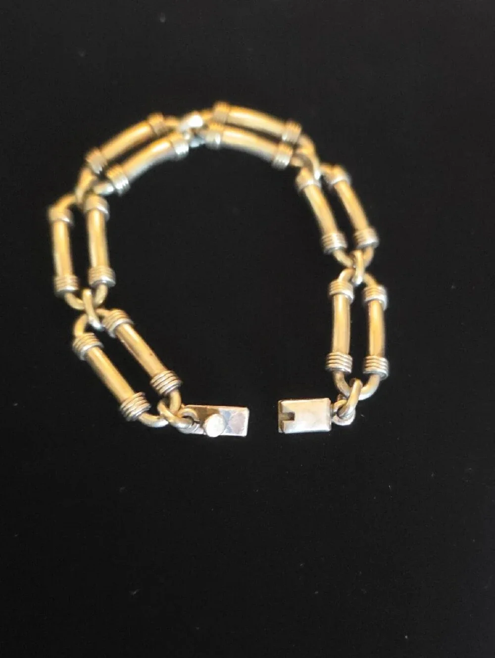 Vintage Oval Tubular & Coil Design Solid Sterling Silver 925 Link Bracelet